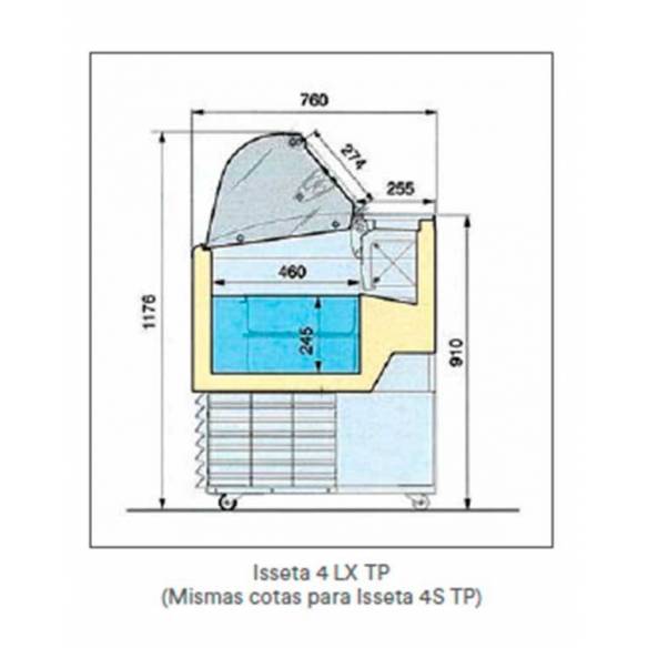 EUROFRED- Vitrina Expositora Heladería ISETTA 4 STP Cristal Recto