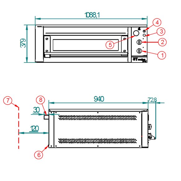 Forno Elétrico Pizzaria FM ST PIZZA STZ 433 - 4 Bandejas Ø33 cm.
