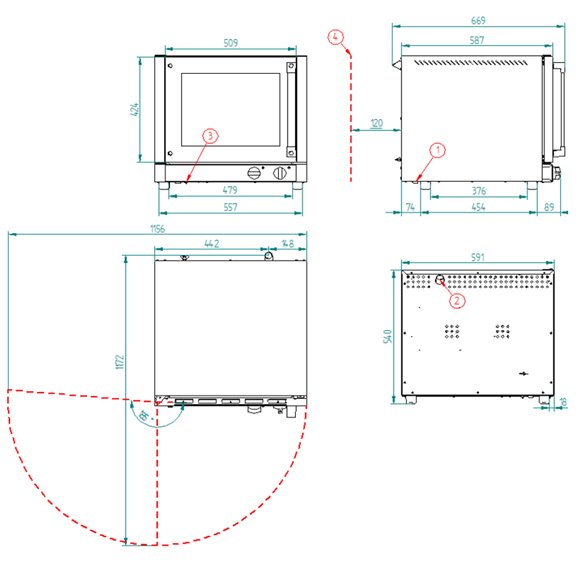 FM INDUSTRIAL- Horno panadería eléctrico apertura lateral RXL-304 FM - 4 Bandejas de 430 x 340 mm