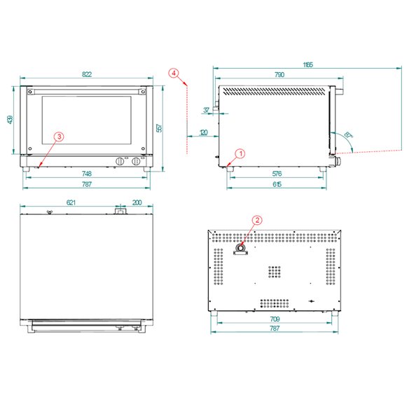 Forno de convecção Padaria FM RX-604 - 4 Bandejas 600 x 400 mm