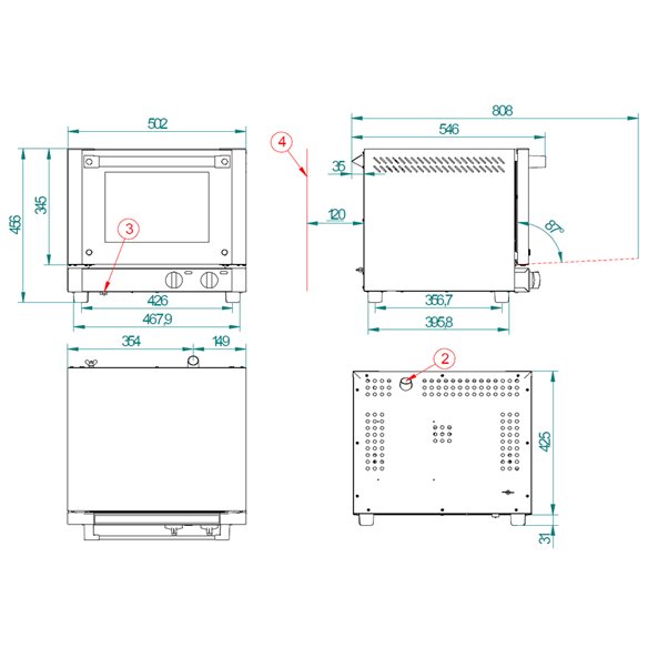 FM INDUSTRIAL- Horno panadería eléctrico FM RX-203 - 3 bandejas 340 x 240 mm