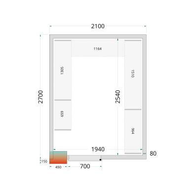 Tefcold- Paneles de cámara frigorífica 80 mm TEFCOLD CR 210x270x212 NF