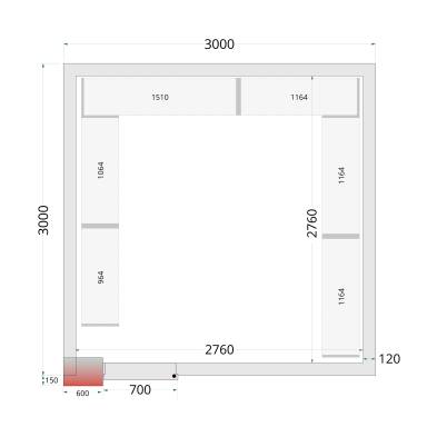 Tefcold- Paneles de cámara frigorífica 120 mm TEFCOLD CR 300x300x220