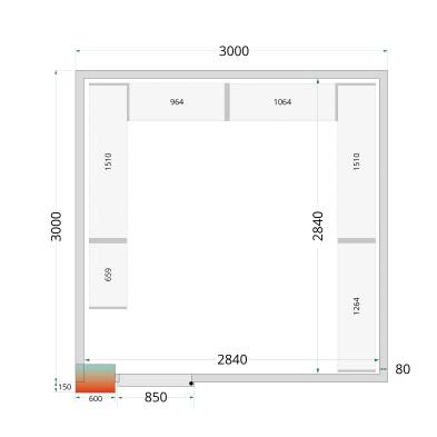 Paneles de cámara frigorífica 80 mm TEFCOLD CR 300x300x220 WD