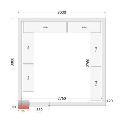Paneles de cámara frigorífica 120 mm  TEFCOLD CR 300x300x220 WD
