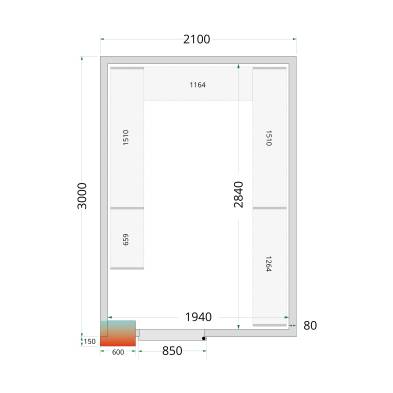 Tefcold- Paneles de cámara frigorífica 80 mm TEFCOLD CR 210x300x220 WD