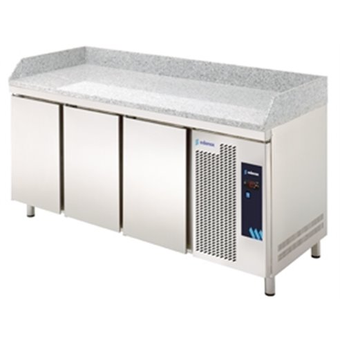 Mesa para Pizza con Encimera de Granito Serie GN 1/1 3 Puertas Opacas MPG-180 HC GR Edenox