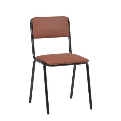 Clima Hosteleria- Silla Interior Armazón Plastificado Negro con Asiento y Respaldo Tapizado EDNA