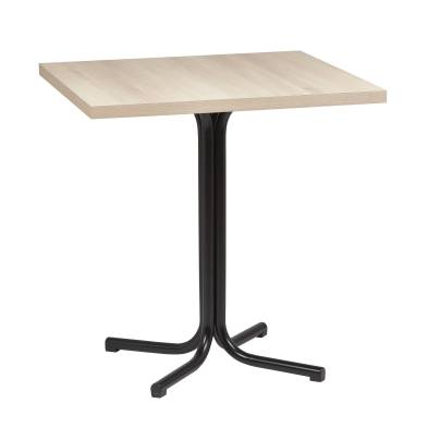 Mesa Interior  Armazón Plastificado Negro con Tablero de Melamina Acacia 70x70  cm MERIDA ACA