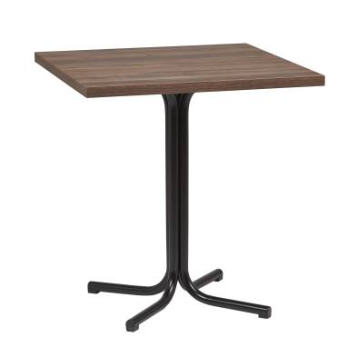 Mesa  Interior  Armazón Plastificado Negro con Tablero de Melamina Nogal 70x70 cm MERIDA NOG