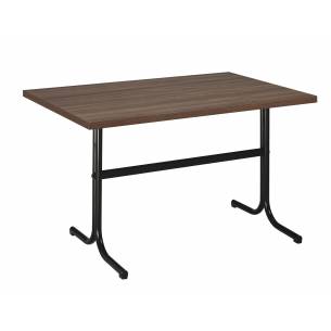 Mesa Interior Armazón Plastificado Negro con Tablero de Melamina Nogal 110x70 cm PLASENCIA NOG