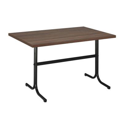 Clima Hosteleria- Mesa Interior Armazón Plastificado Negro con Tablero de Melamina Nogal 110x70 cm PLASENCIA NOG