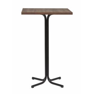 Mesa Alta Interior  Armazón Plastificado Negro con Tablero de Melamina Nogal 60x60 cm TRUJILLO NOG
