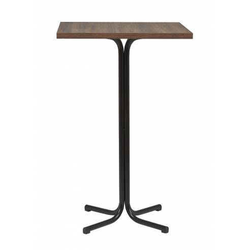 Clima Hosteleria- Mesa Alta Interior Armazón Plastificado Negro con Tablero de Melamina Nogal 60x60 cm TRUJILLO NOG
