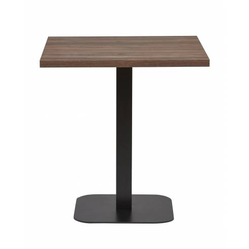 Mesa  Interior Armazón Plastificado Negro con Tablero de Melamina Nogal 70x70 cm ROMA NOG