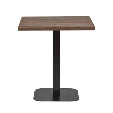 Clima Hosteleria- Mesa Interior Armazón Plastificado Negro con Tablero de Melamina Nogal 70x70 cm ROMA NOG