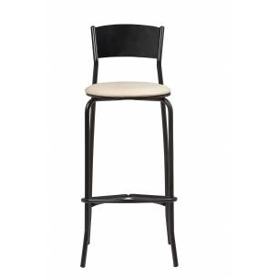 Clima Hosteleria- Taburete Armazón Plastificado Negro con Asiento Tapizado FLORIDA TAP