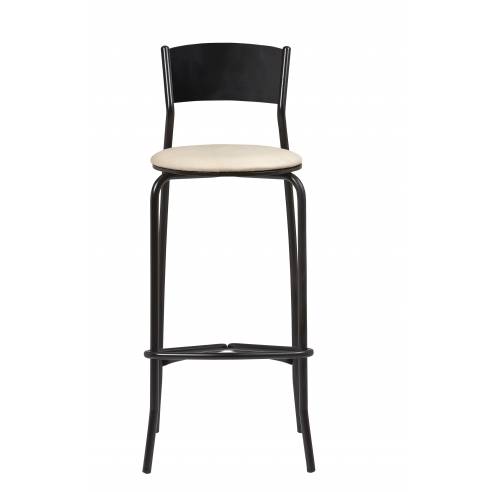 Taburete Armazón Plastificado Negro con Asiento Tapizado FLORIDA TAP
