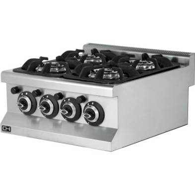 Clima Hosteleria- Cocina a gas sobremesa 4 fuegos 4x3,6 kW 600x635x285h mm EMP6KG020 Línea 600 Estambul