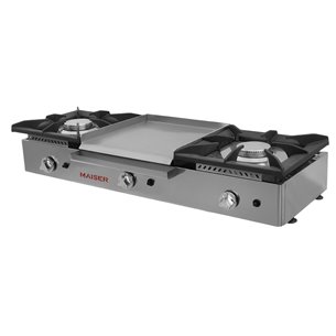 Cocina a gas 2 fuegos con plancha 40 rectificada 8 mm