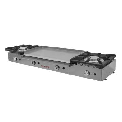 Cocina a gas 2 fuegos con plancha 80 rectificada 8 mm