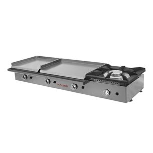 Plancha a gas 60+40 acero rectificado de 8 mm con fogón