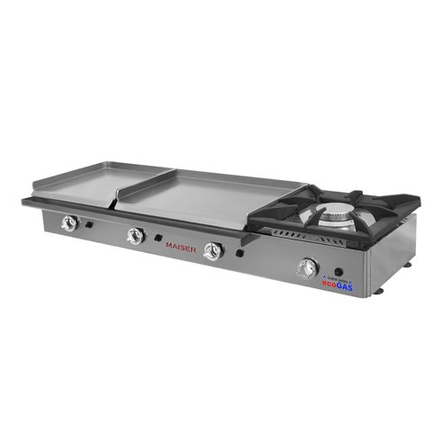 Plancha ecogas 60+40 acero rectificado de 8 mm con fogón