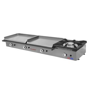 Plancha ecogas 60+60 acero rectificado de 8 mm con fogón