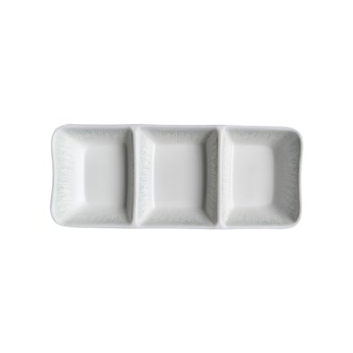 Cuenco rectangular 3 compartimentos de Melamina 19 x 8 cm x 2,5 cm alto ADRIER Bruma Azul