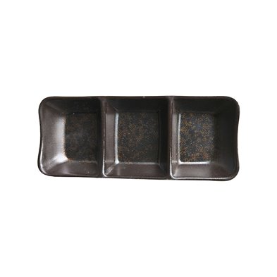 Cuenco rectangular 3 compartimentos de Melamina 19 x 8 cm x 2,5 cm alto ADRIER Orion Negro