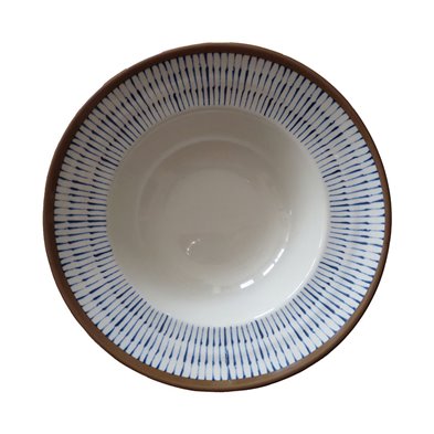 Plato hondo de Melamina 20 cm Ø x 5,5 cm alt. ADRIER Chambao Crema y azul con borde marrón