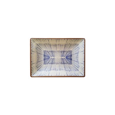 Platillo rectangular pequeño de Melamina 17,5 x 12,5 x 2 cm ADRIER Chambao Crema y azul con borde marrón