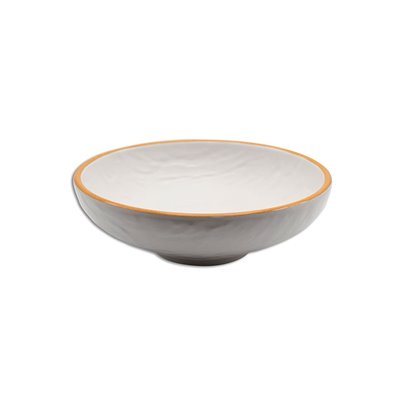 Bol grande de Melamina 25 Ø cm x 8 cm alt. ADRIER Sunrise Blanco con borde naranja
