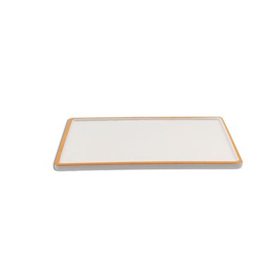 Fuente rectangular mediana de Melamina 24 x 19 x 1,5 cm ADRIER Sunrise Blanco con borde naranja