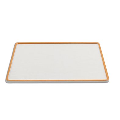 Fuente rectangular grande de Melamina 31 x 23 x 1,5 cm ADRIER Sunrise Blanco con borde naranja