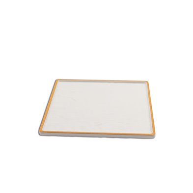 Fuente cuadrada mediana de Melamina 23 x 23 x 1,5 cm ADRIER Sunrise Blanco con borde naranja