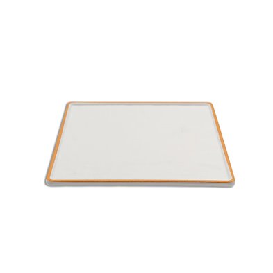 Fuente cuadrada grande de Melamina 26 x 26 x 1,5 cm ADRIER Sunrise Blanco con borde naranja