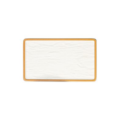 Fuente rectangular mediana de Melamina 23,5 x 13,5 x 1.5 cm ADRIER Sunrise Blanco con borde naranja