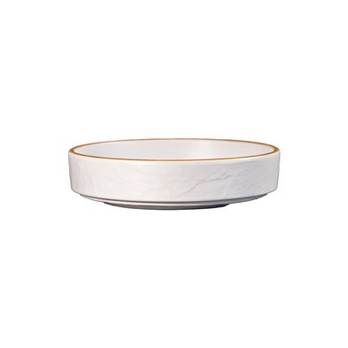 Plato redondo con borde alto de Melamina 20,3 cm ADRIER Sunrise Blanco con borde naranja