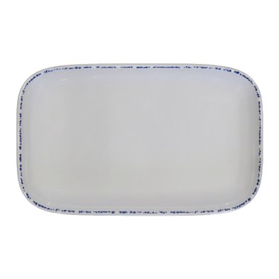 Plato rectangular de Melamina 30,3 x 18,9 cm x 3 cm alto ADRIER Cobalt Blanco/borde azul