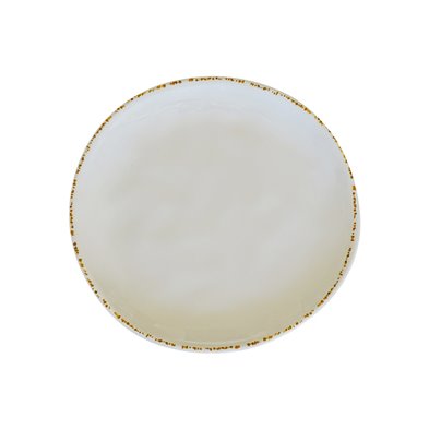 Plato redondo de Melamina 22,5 cm Ø x 2 cm alto ADRIER Dune Blanco/borde marron