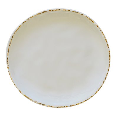 Plato redondo de Melamina 26,4 cm Ø x 2 cm alto ADRIER Dune Blanco/borde marron