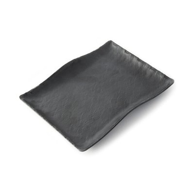 Plato rectangular mediano con borde ondeado de Melamina 27 x 19 x 3,5 cm ADRIER Terral Negro mate