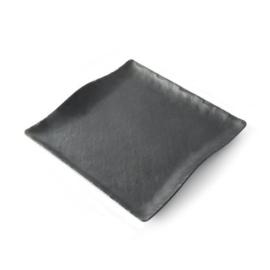 Plato cuadrado con borde ondeado de Melamina 28 x 28 x 2,5 cm ADRIER Terral Negro mate