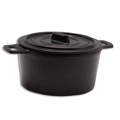 Cocotte redonda grande de Melamina 15 cm de Ø x 8,5 cm de alto (21 cm con asas)  ADRIER Terral Negro mate