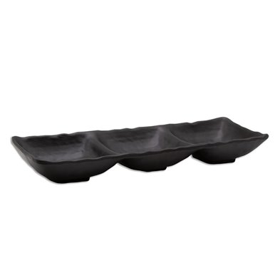 Cuenco rectangular con 3 compartimentos de Melamina 26 x 8,5 x 3,5 cm  ADRIER Terral Negro mate