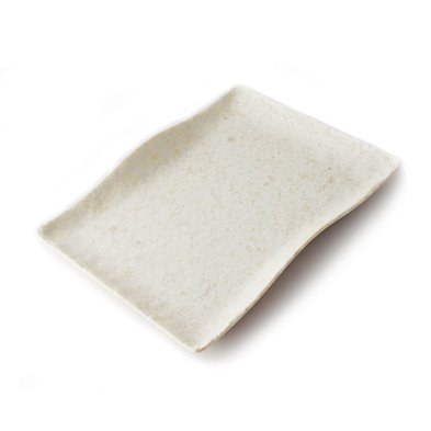 Plato rectangular grande con borde ondeado de Melamina 32 x 21 x 3,5 cm ADRIER Terral Blanco mármol