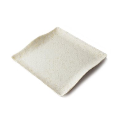 Plato cuadrado con borde ondeado de Melamina 28 x 28 x 2,5 cm ADRIER Terral Blanco mármol