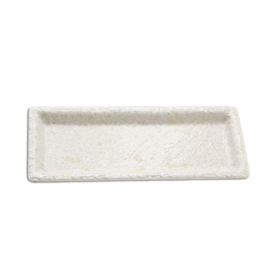 Plato rectangular de Melamina 24 x 10 x 2 cm ADRIER Terral Blanco mármol