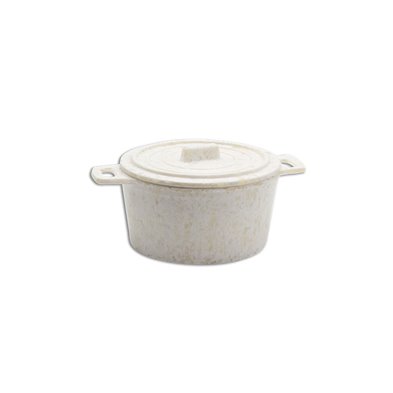 Cocotte redonda pequeña de Melamina 10 cm de Ø x 6 cm de alto (14,5 cm con asas) ADRIER Terral Blanco mármol